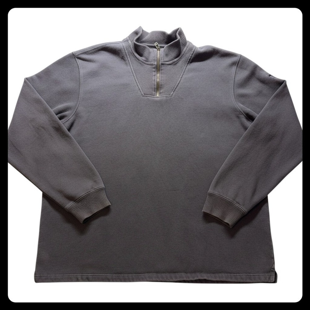 Chaps Quarter Zip Pullover Mens XXL Gray Sueded Fleece Crest Patch Sweater